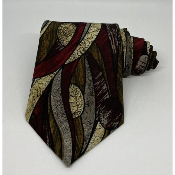 Lot of 2 Men's Designer Ketch Neckties Multicolor Red Abstract Made In USA - Picture 7 of 10